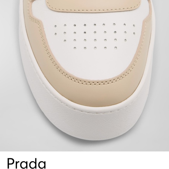 Prada Women's Downtown Bi-Color Leather Low Top Sneakers - Picture 5 of 8
